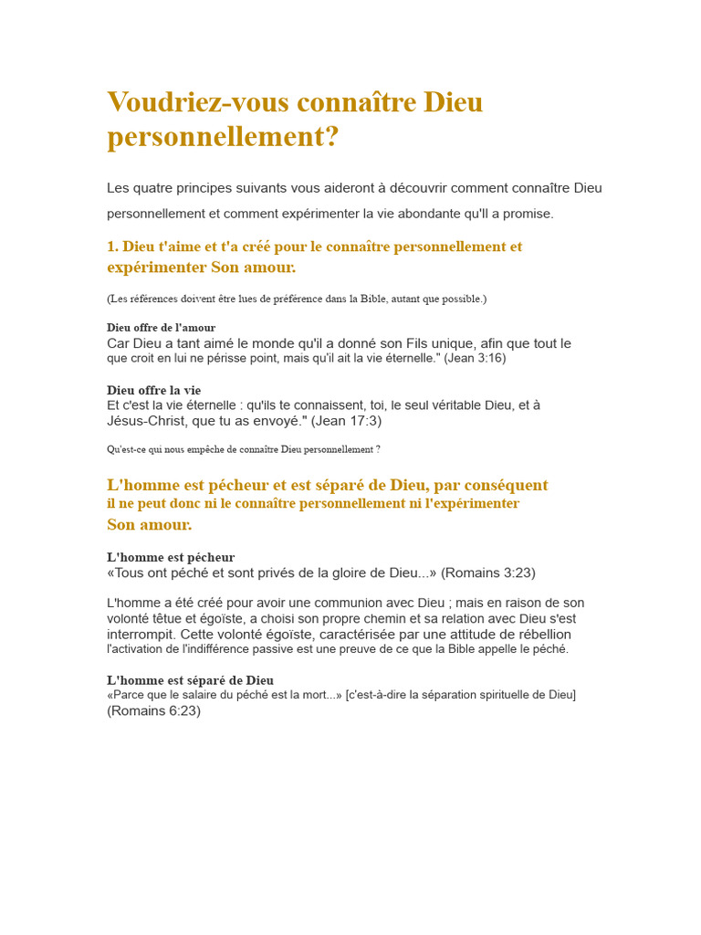 Connaître Dieu Personnellement en 4 Étapes | PDF | Dieu | Jésus