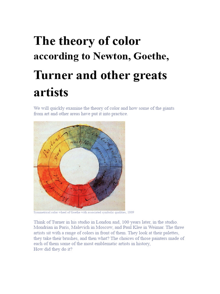 Color Theory: Insights from Newton to Klee | PDF | Color | Abstract Art