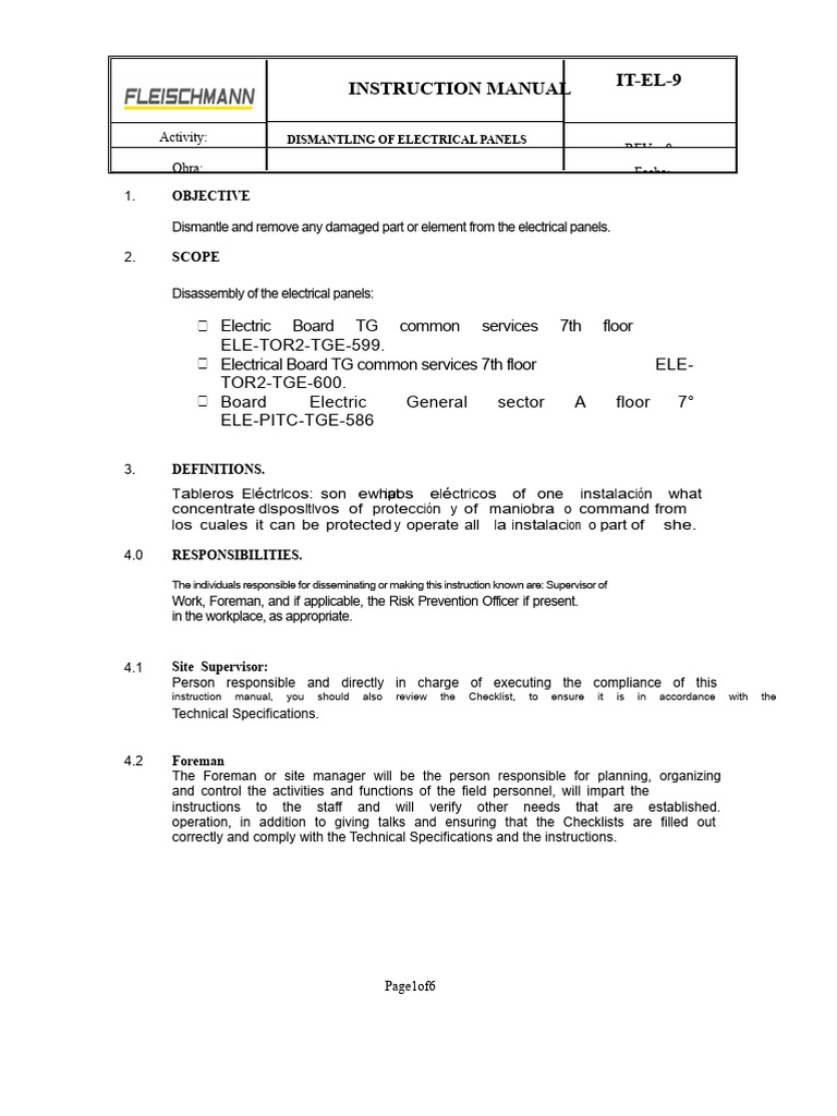 Electrical Panel Dismantling Guide | PDF