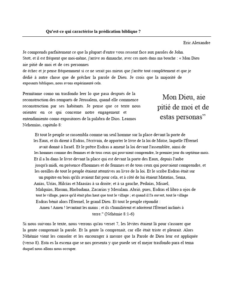 Caractéristiques de la Prédication Biblique | PDF | Vérité | Jésus