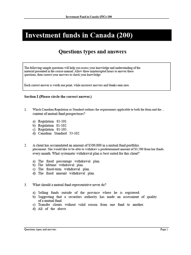 Investment Fund Knowledge Assessment | PDF | Bonds (Finance) | Mutual Funds