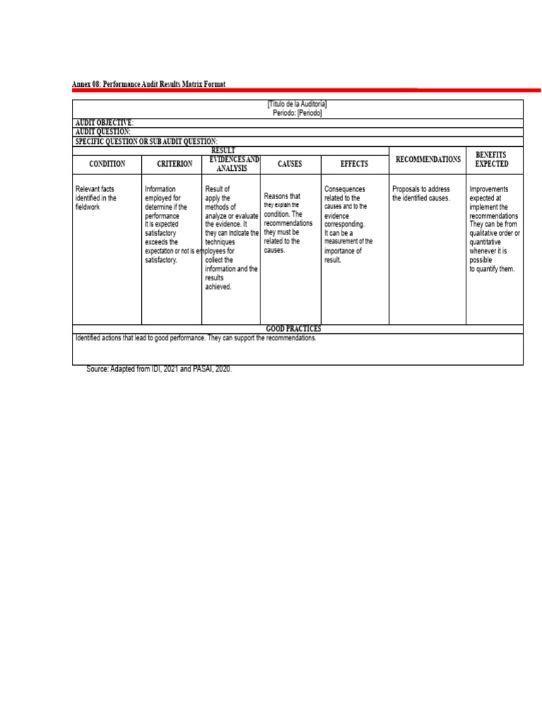Performance Audit Results Matrix Guide | PDF | Audit | Scientific Method