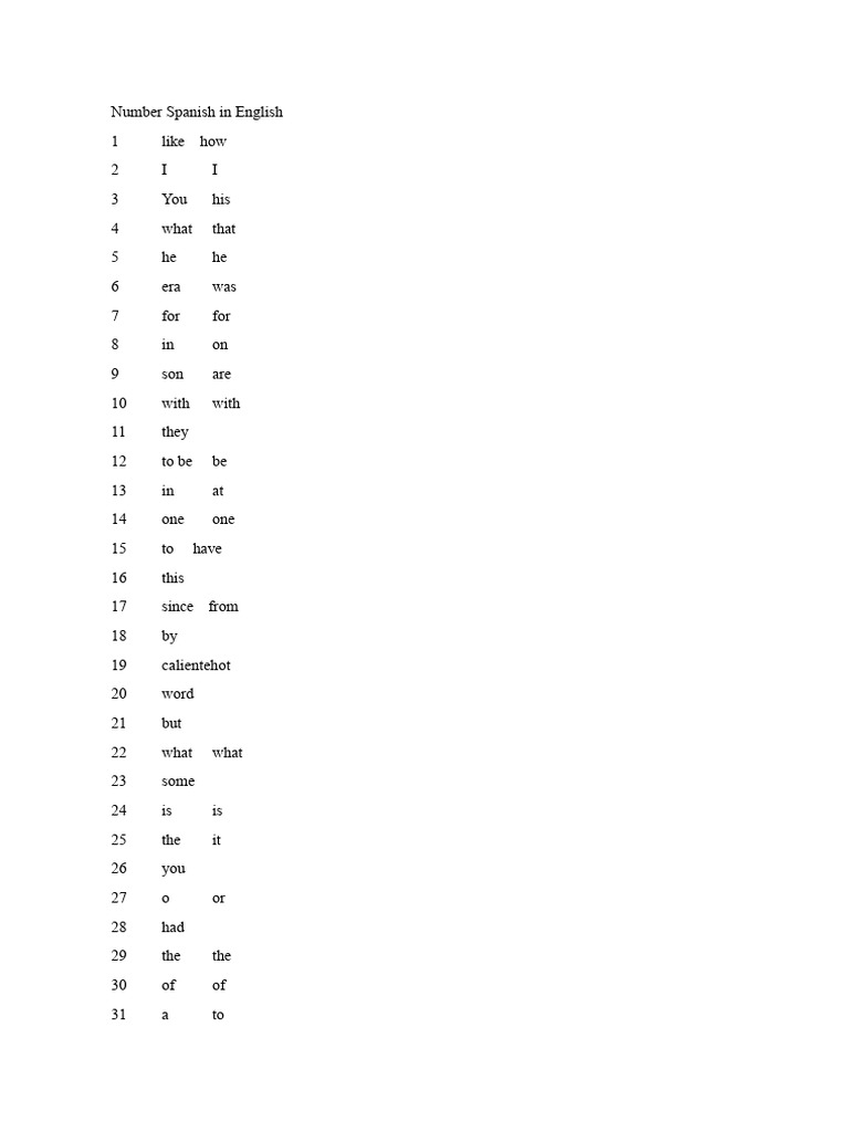 Spanish-English Vocabulary List | PDF | English Language | Spanish Language