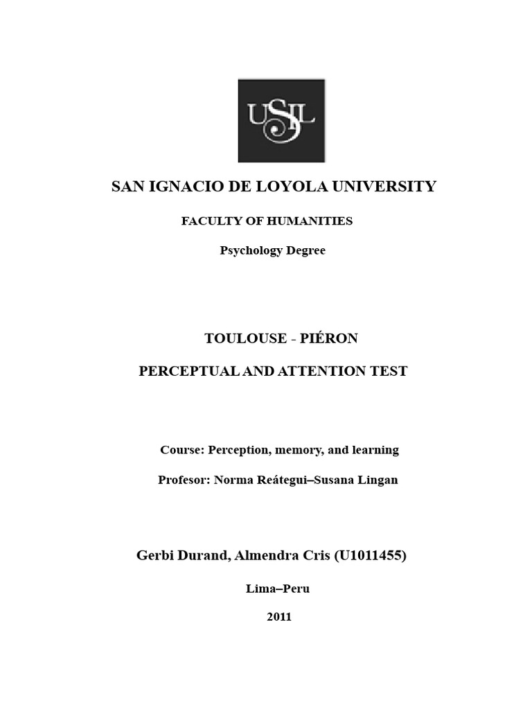 Toulouse-Piéron Attention Test Analysis | PDF | Attention | Perception