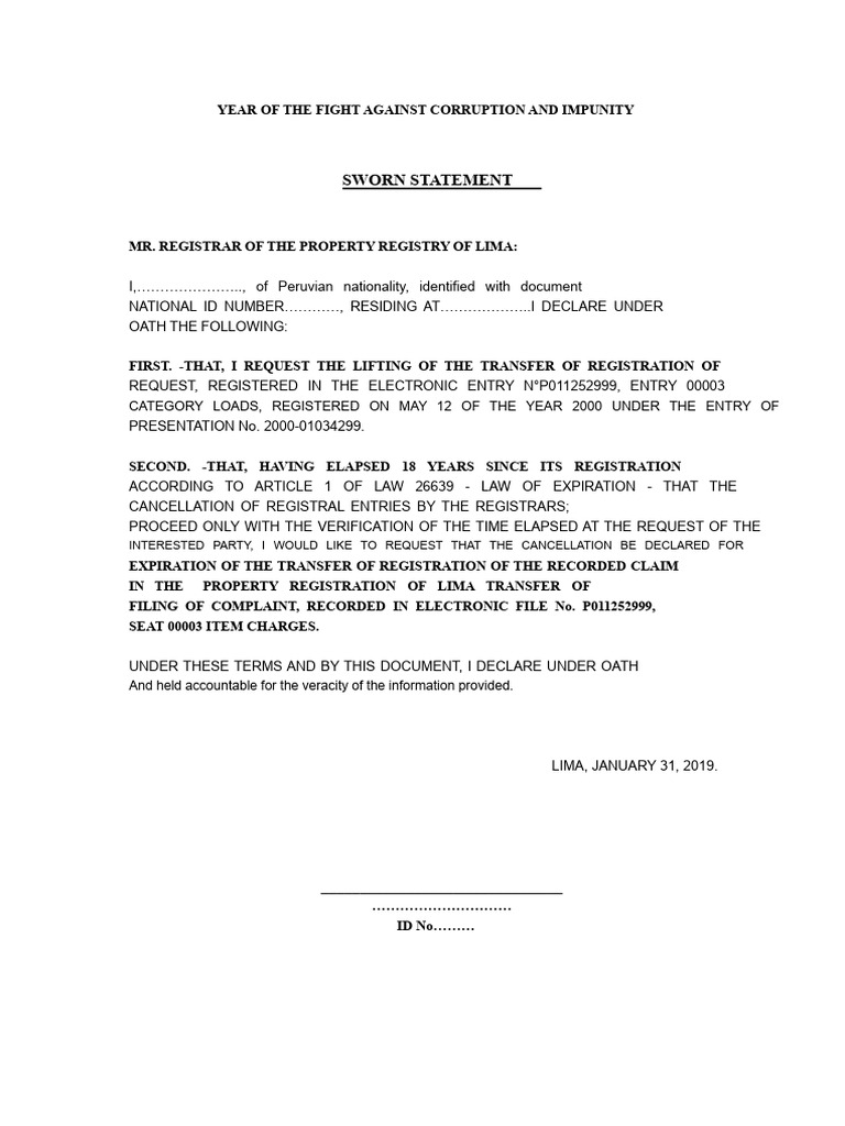 Lifting Property Registration Request | PDF