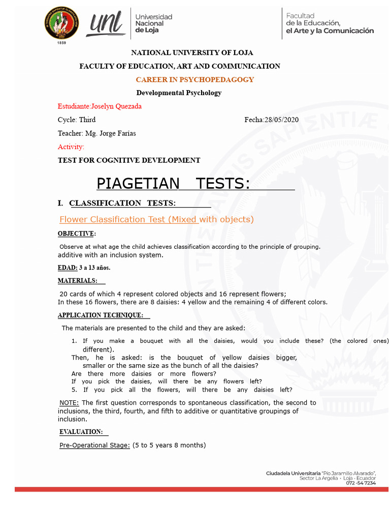 Test For Cognitive Development | PDF | Cognitive Psychology ...