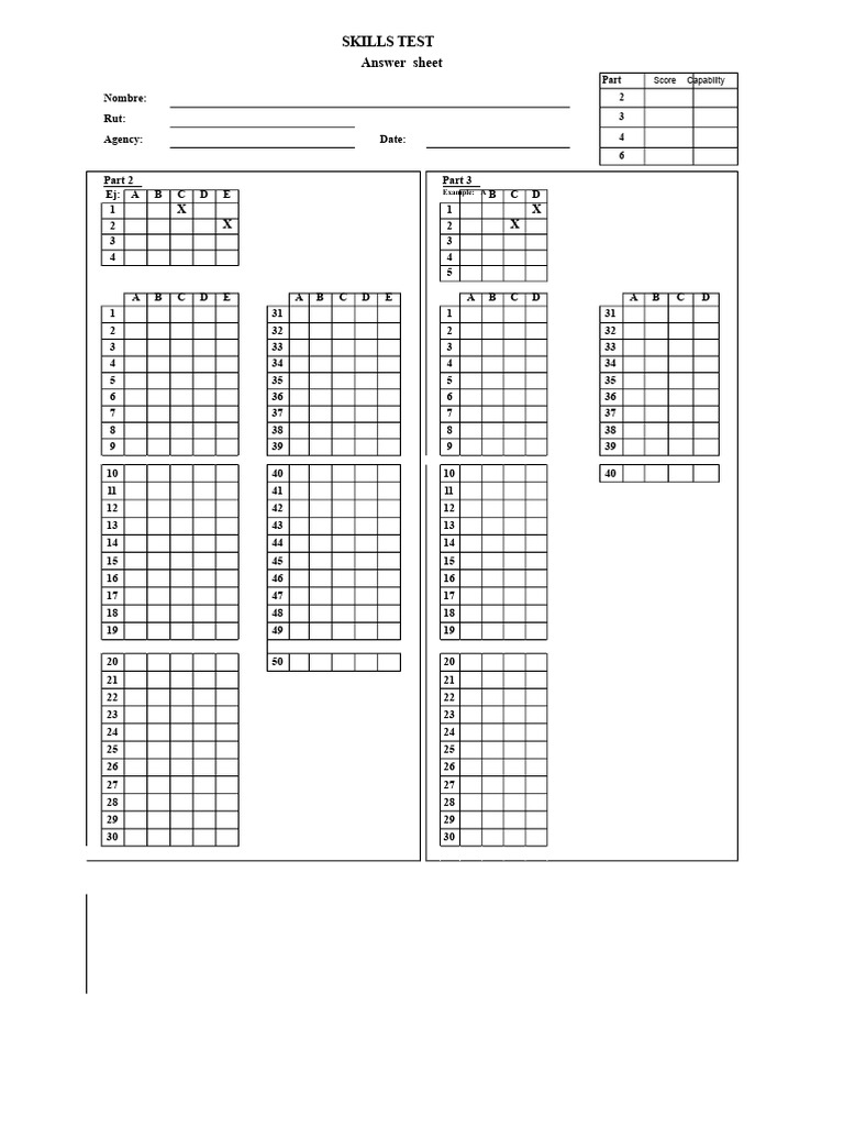 Answer Sheet Test GatB | PDF