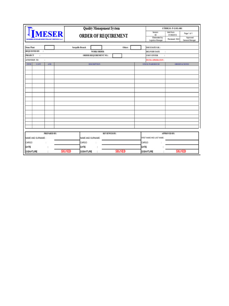 Quality Management Order Requirements | PDF | Business | Business Process
