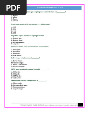 Questions de science quotidienne  choix multiples | PDF | toiles | Terre