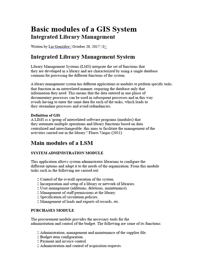 Key Modules of Library Management Systems | PDF | Libraries | Library ...