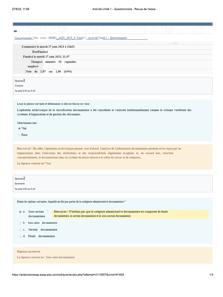 Questionnaire sur la classification documentaire | PDF