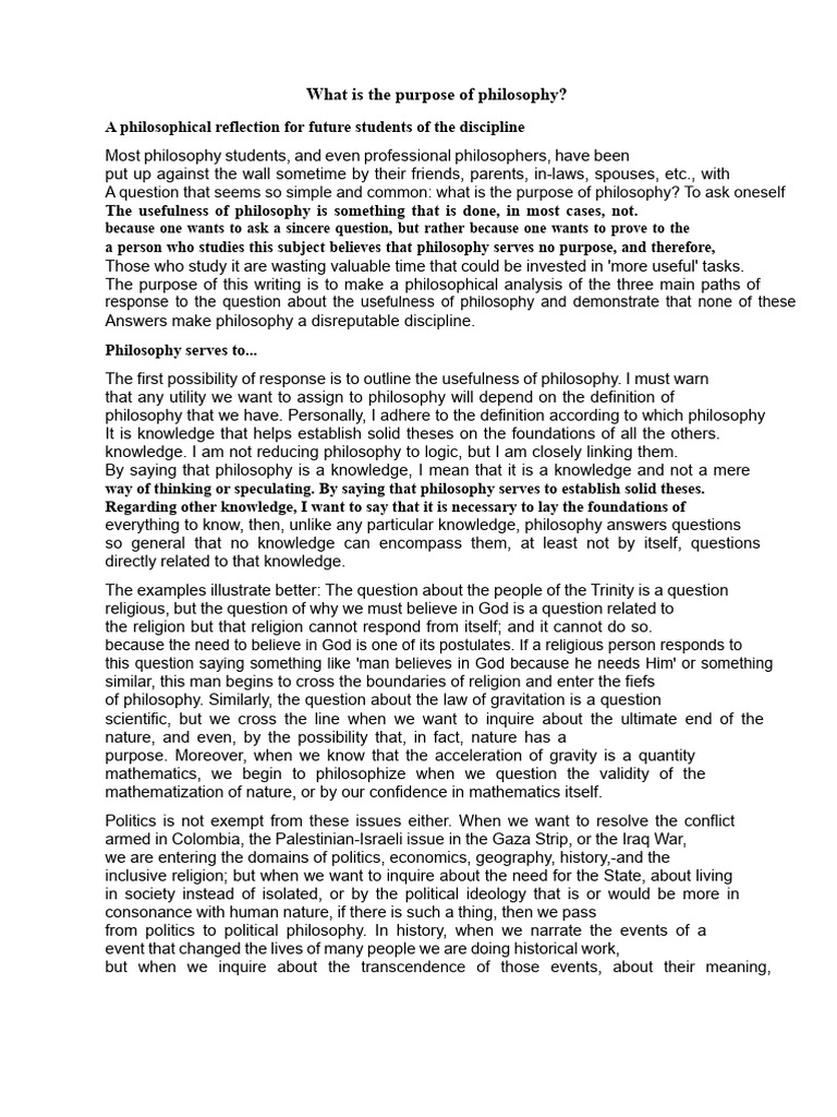 The Purpose and Usefulness of Philosophy | PDF | Knowledge | Socrates