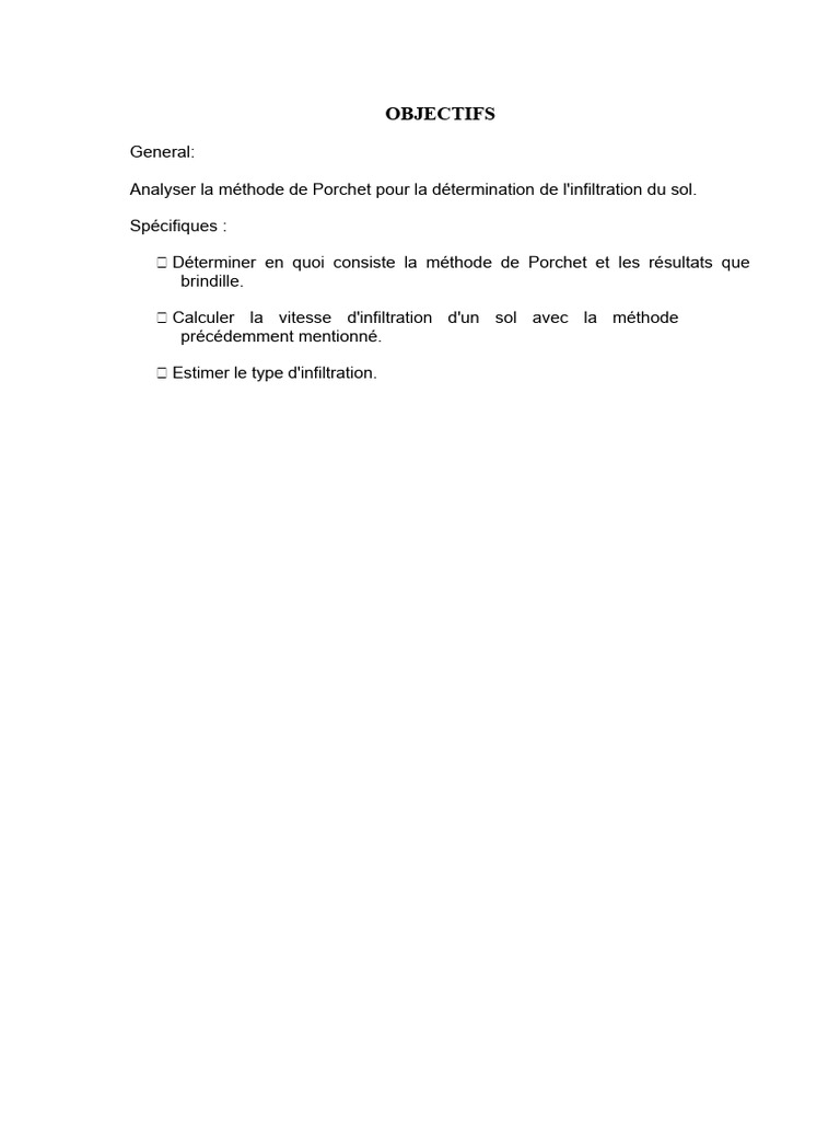 Méthode de Porchet pour l'infiltration du sol | PDF