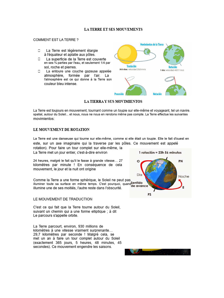 Mouvements de la Terre et saisons | PDF | Terre | Soleil