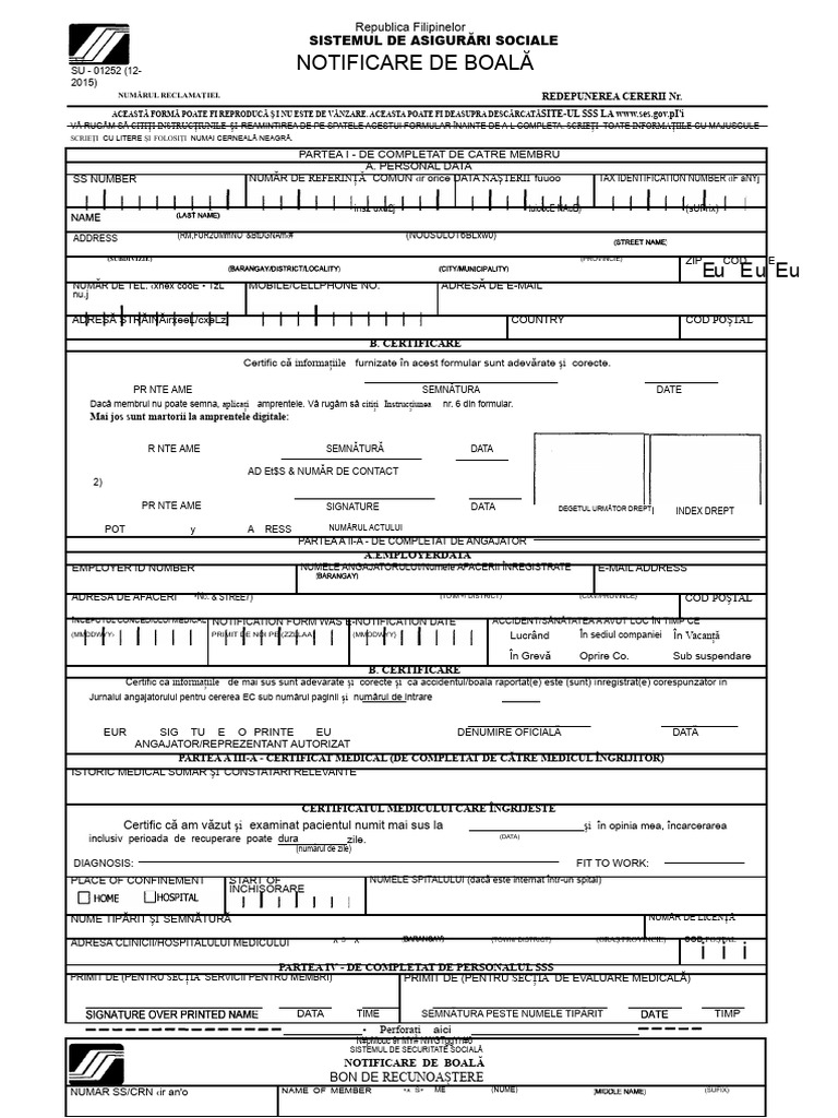SIC - 01252 Notificare de Boală | PDF