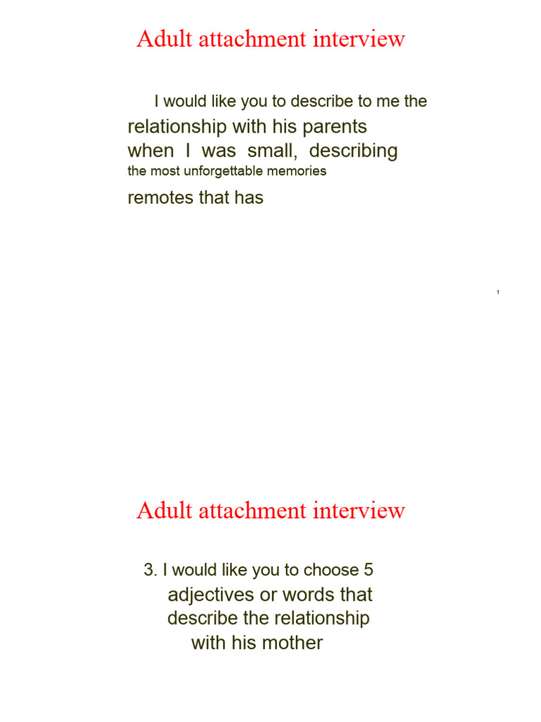 Adult Attachment Interview Overview | PDF | Attachment Theory ...
