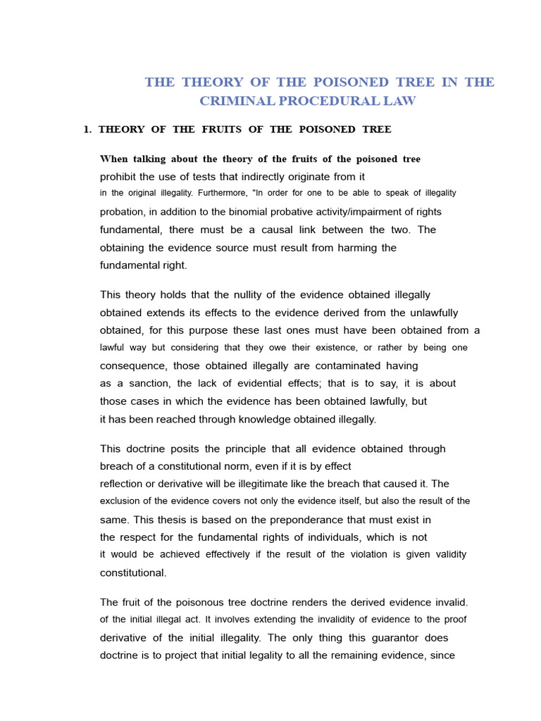 Poisoned Tree Doctrine in Criminal Law | PDF | Evidence (Law) | Evidence