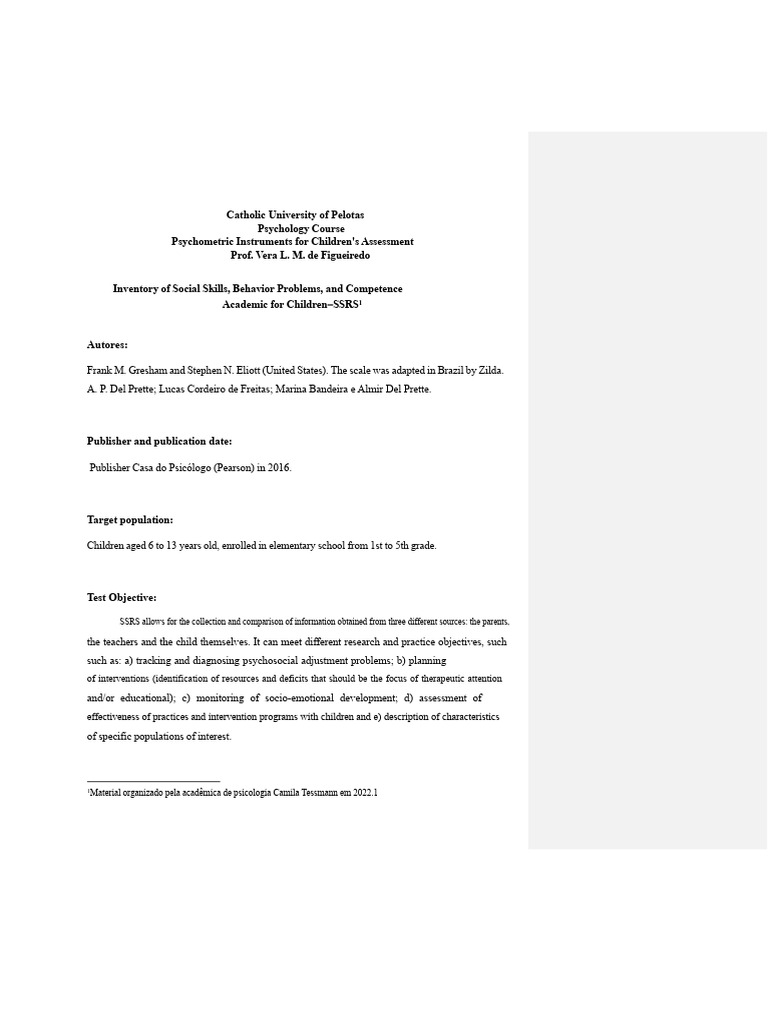 Children's Psychometric Assessment Tools | PDF | Percentile | Anxiety
