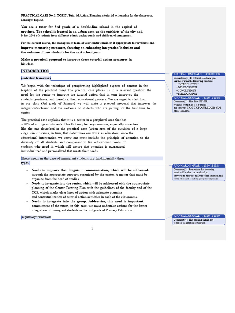 No. 1. DEVELOPMENT OF THE TUTORIAL ACTION PLAN (RESOLVED) | PDF ...