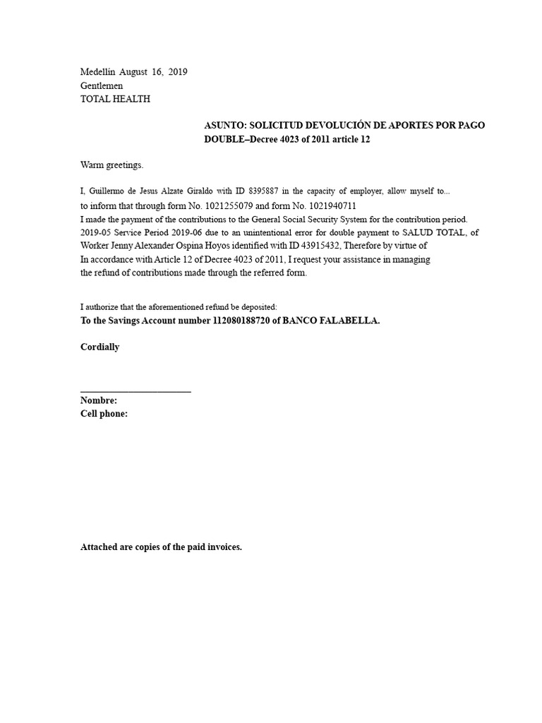 Letter of Devo. For Double Payment Worker | PDF