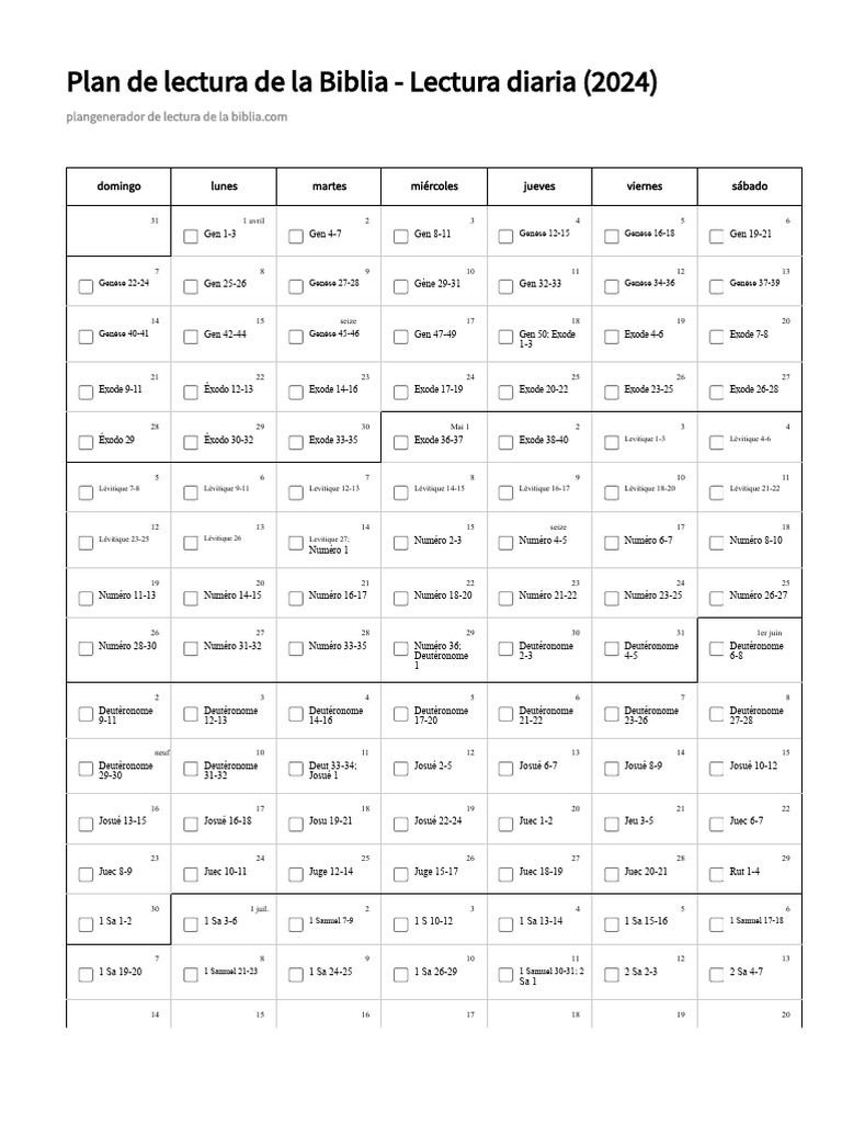 Plan de lecture biblique 2024 quotidien | PDF | Livre d'Isaïe | Nevi'im