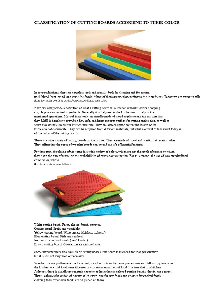 Color-Coded Cutting Boards Guide | PDF | Foods | Cooking