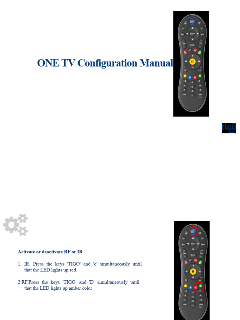 Tigo ONE TV Remote Setup Guide | PDF | Video On Demand | Menu (Computing)