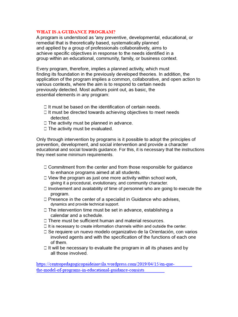 Understanding Guidance Programs in Education | PDF | Teachers | Psychology