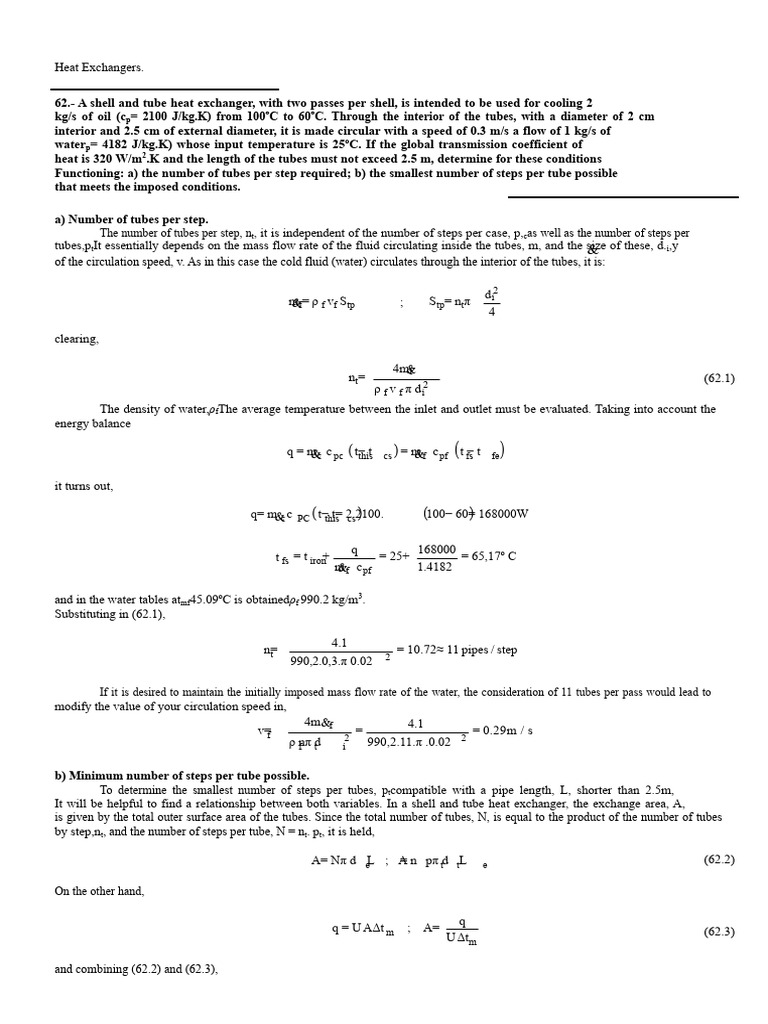 Shell and Tube Heat Exchanger Analysis | PDF | Heat Exchanger | Heat