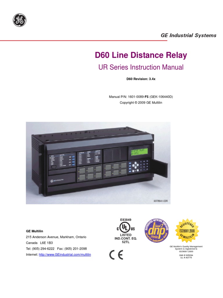 Ge D60 Relay PDF Input/Output Installation Programs)