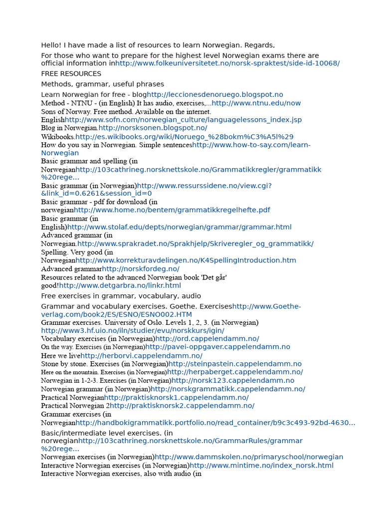 Resources and Books of Norwegian | PDF | Language Families | Grammar