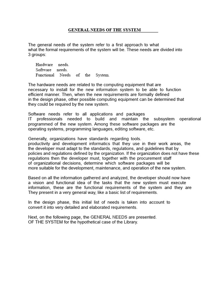 Library System Hardware and Software Needs | PDF | System | Software