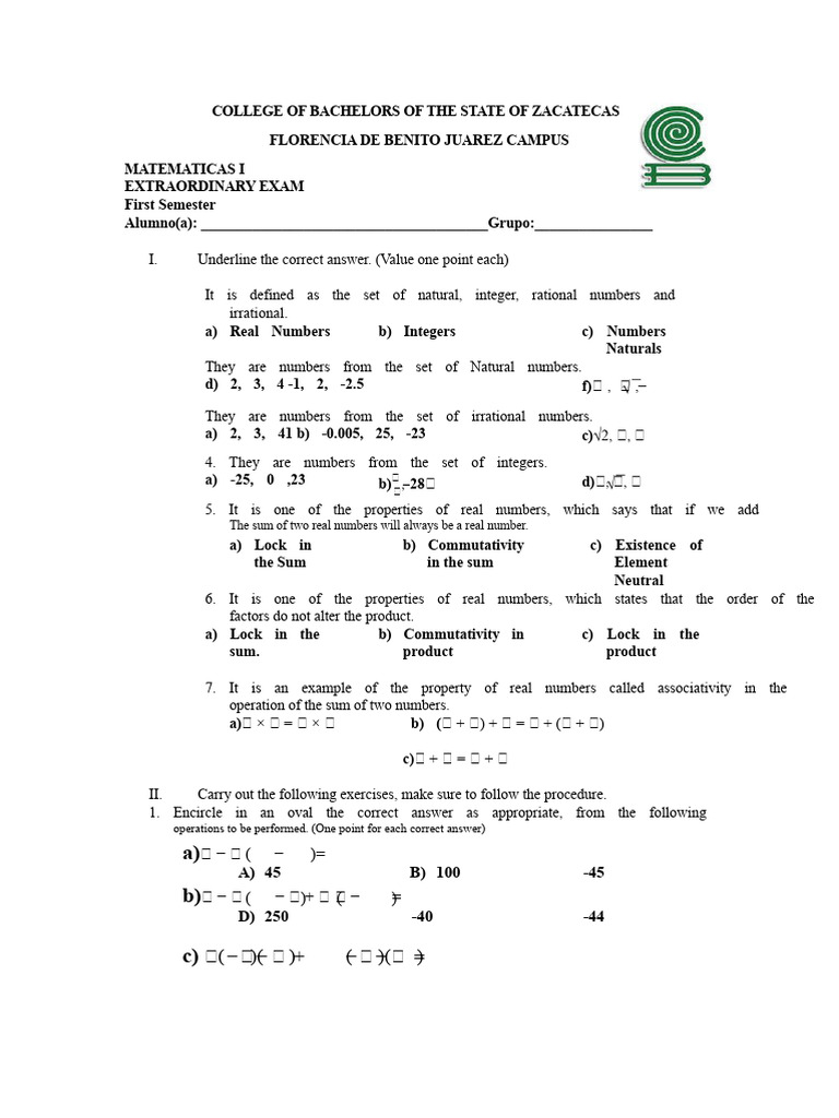 Extraordinary Exam Mathematics 1 2 Three So Many | PDF | Polynomial ...