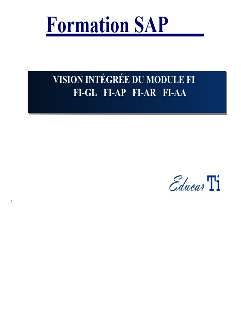 Formation SAP : Module FI et Intégration | PDF | Comptabilité | Banques