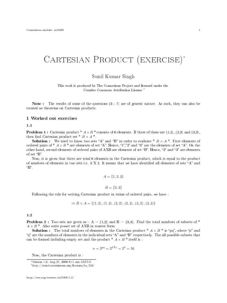 Cartesian Product Exercises and Proofs | PDF | Abstract Algebra ...