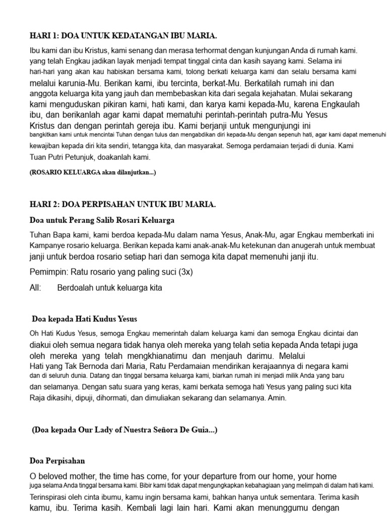 Doa Kepada Bunda Maria Kunjungan | PDF