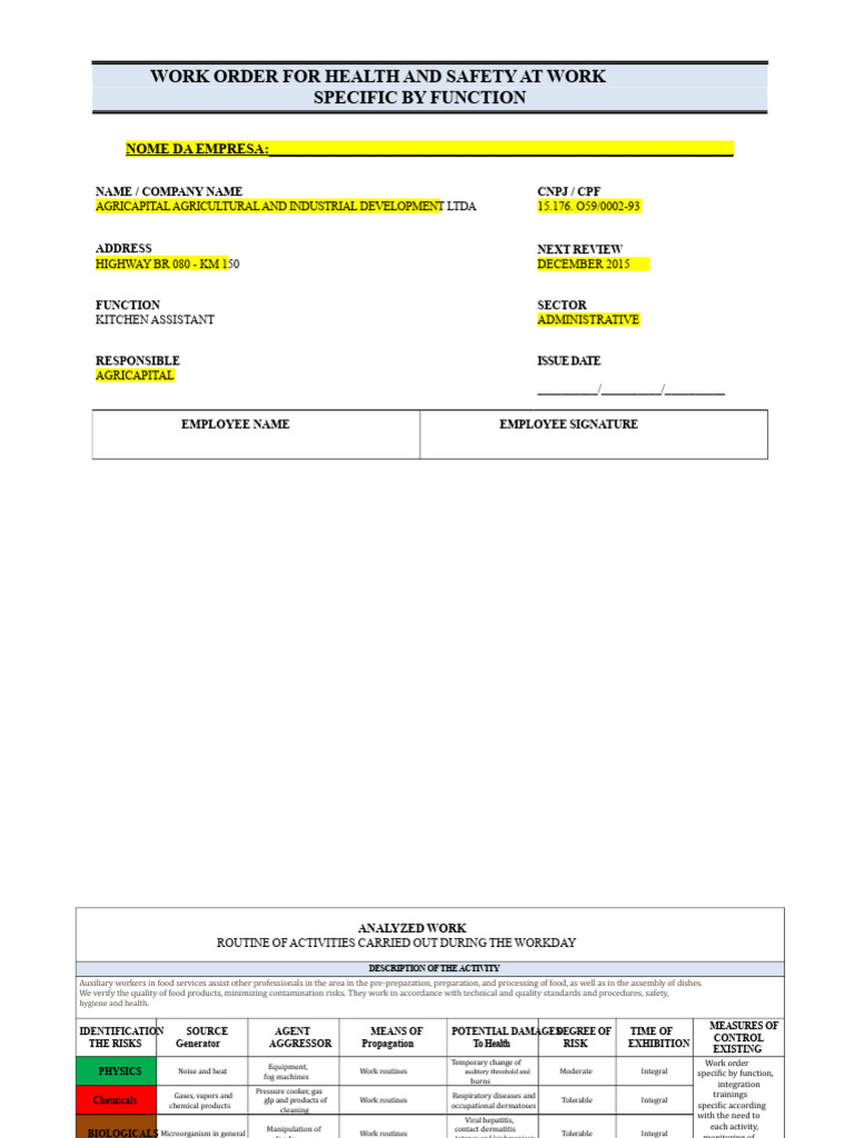 Kitchen Assistant | PDF | Occupational Safety And Health | Personal ...