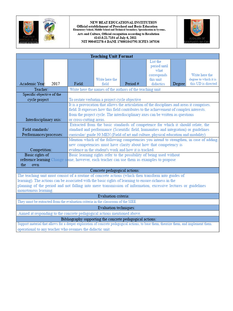 Teaching Unit Format | PDF | Pedagogy | Teachers