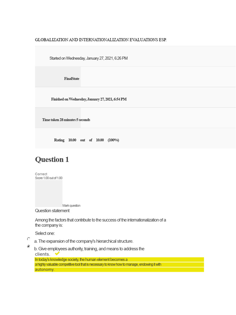 Globalization and Internationalization Evaluations Esp | PDF ...