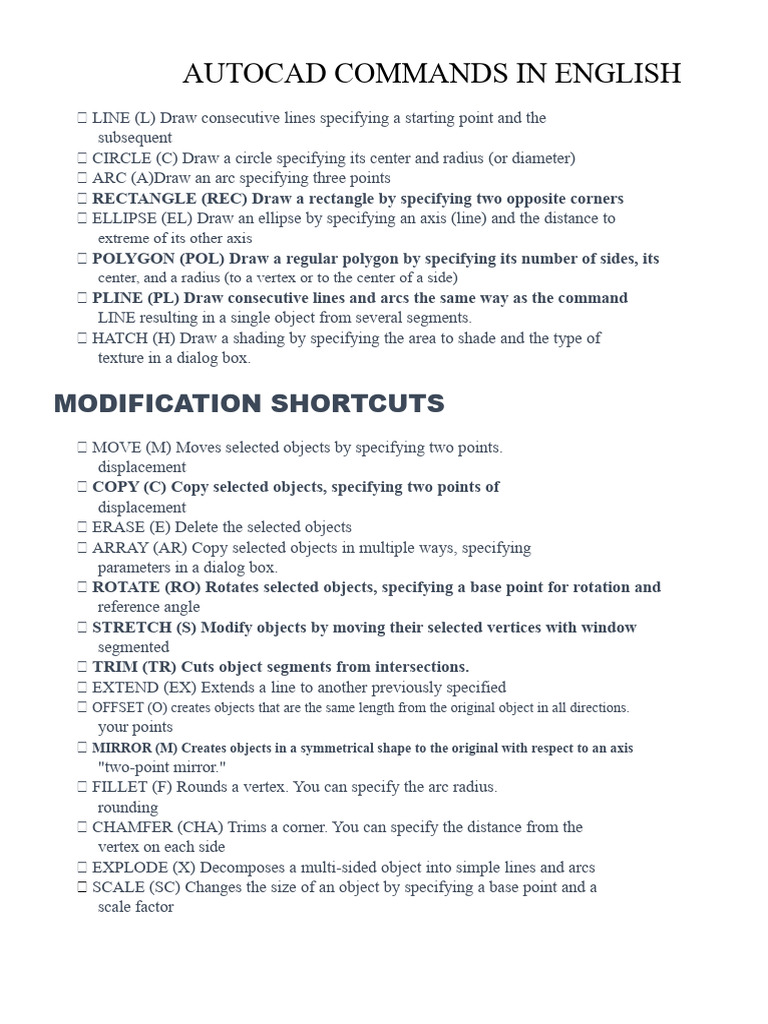 Essential AutoCAD Commands Guide | PDF