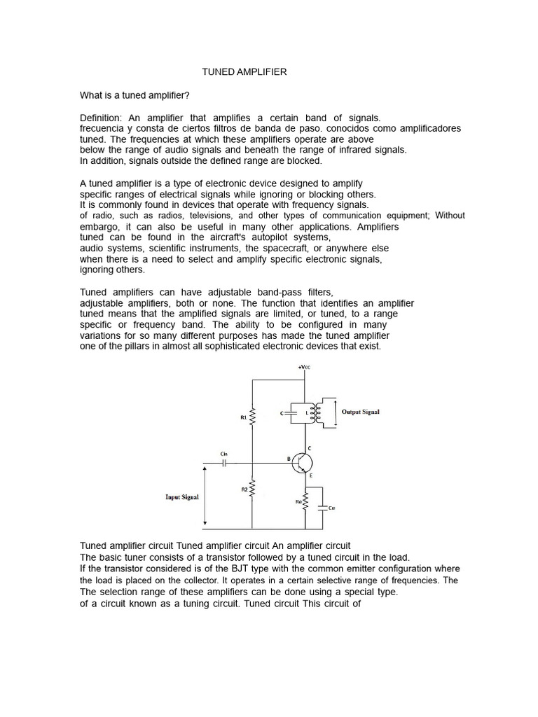 Tuned Amplifier | PDF | Amplifier | Electronic Circuits