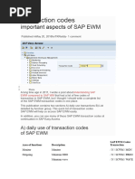 EWM Transaction Codes Overview | PDF | Warehouse | Logistics