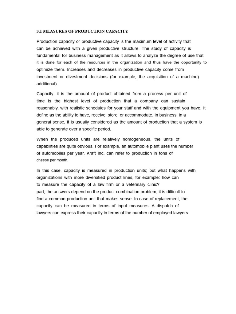 3.1 Measures of Production Capacity | PDF | Strategic Management ...