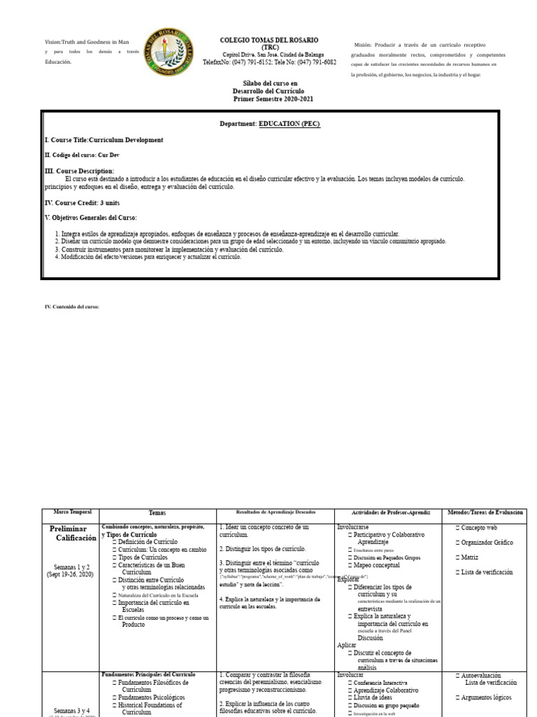 Desarrollo Curricular en Educación TRC | PDF | Plan de estudios ...