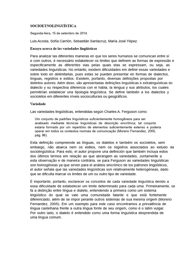 Variedades Linguísticas e Dialetos | PDF | Linguística | Dialeto