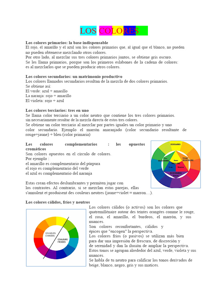 Guía de colores: primarios, secundarios y más | PDF | Color | Azul