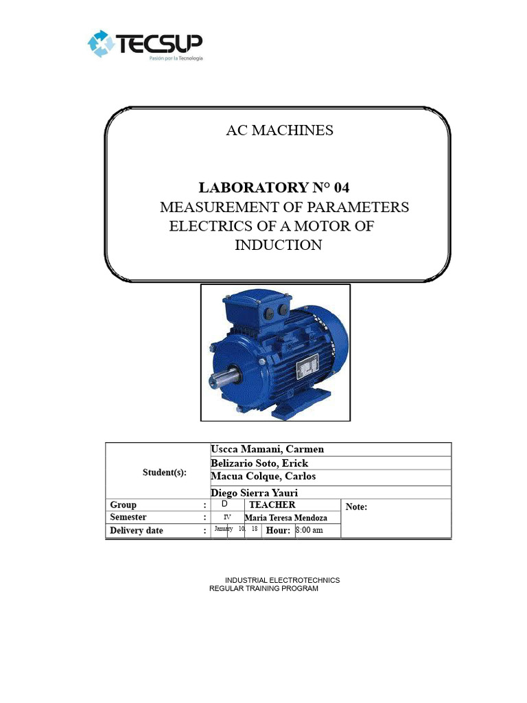 Induction Motor Electrical Parameter Measurement | PDF | Electric Motor ...