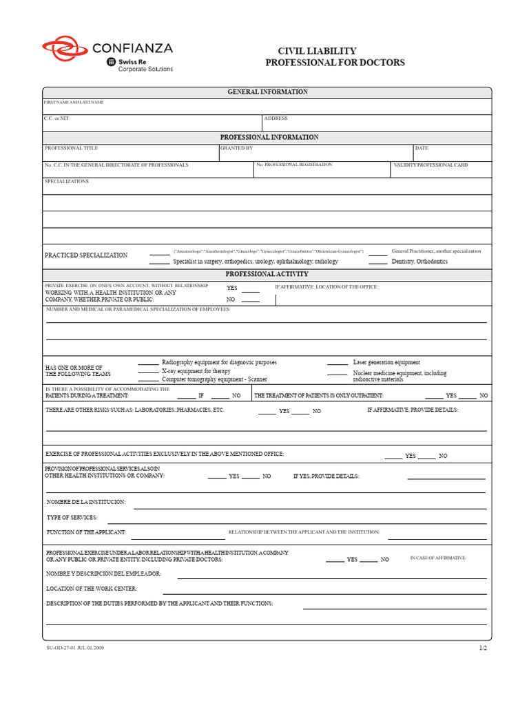 Civil Liability Application for Doctors | PDF | Insurance | Physician