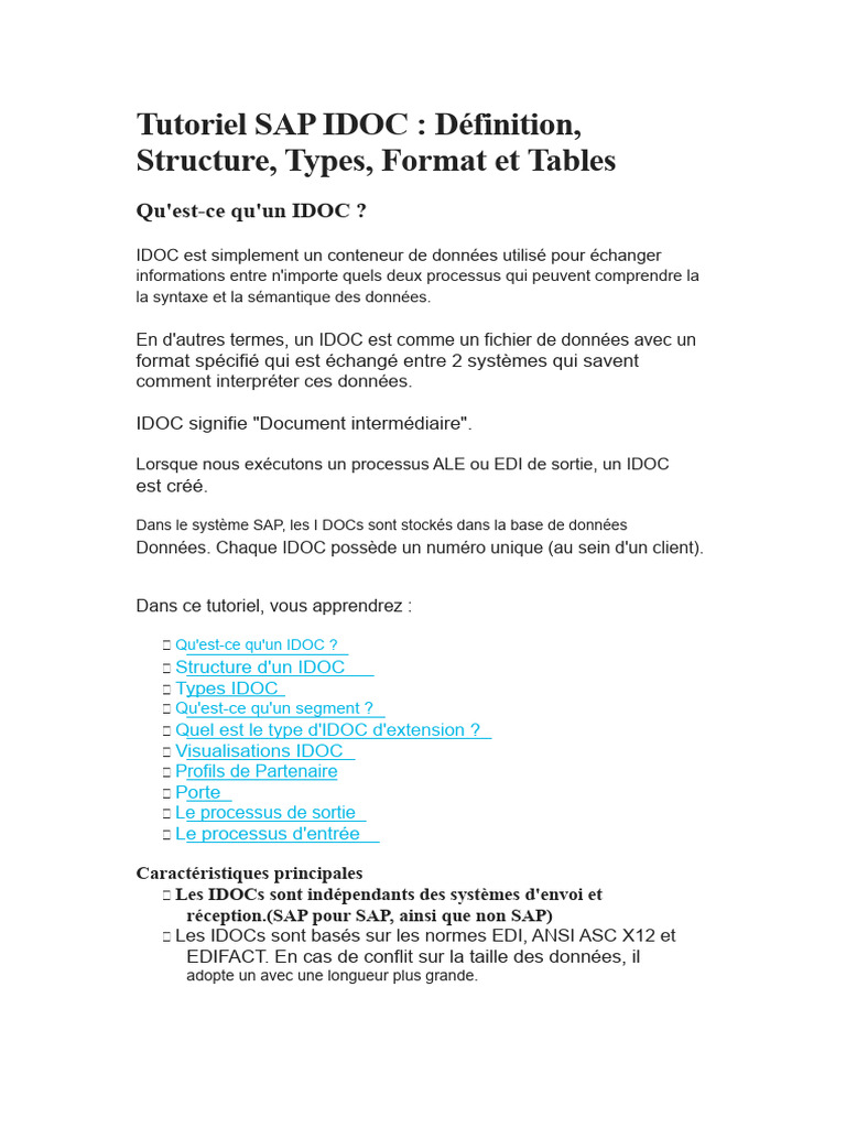 Tutoriel complet sur SAP IDOC | PDF | Application | Fichier informatique