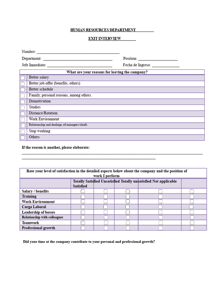 Exit Interview | PDF | Human Resources | Industrial Organization